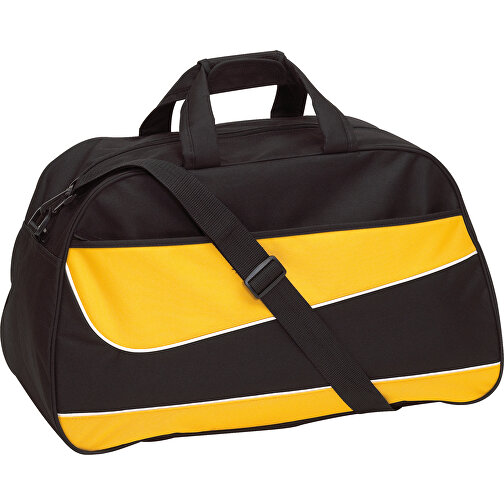Sporttasche PEP , gelb, schwarz, 600D Polyester, 55,00cm x 28,00cm x 32,50cm (Länge x Höhe x Breite), Bild 1