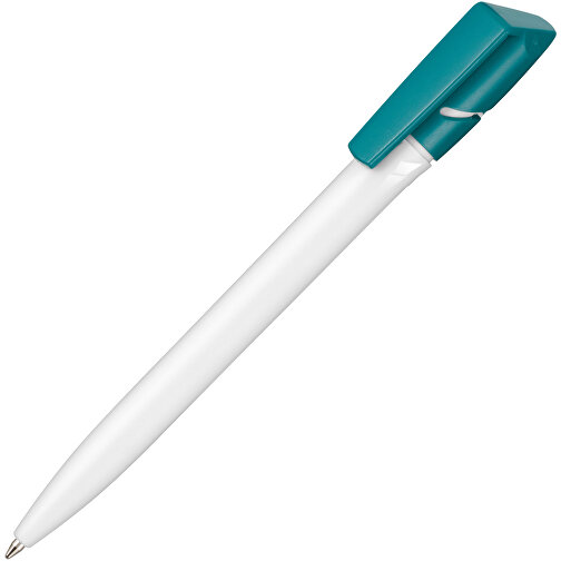 Kugelschreiber TWISTER , Ritter-Pen, petrol/weiß, ABS-Kunststoff, 14,50cm (Länge), Bild 2