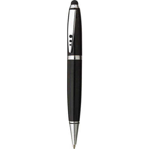 Edelstahl-Kugelschreiber TOUCH DOWN , schwarz, silber, Edelstahl, 13,80cm x 1,40cm (Länge x Breite), Bild 1
