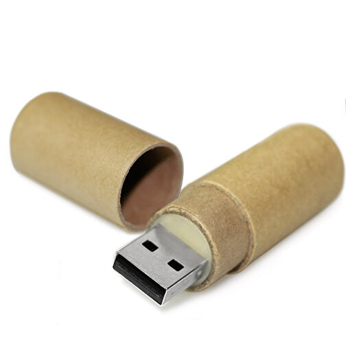 USB Stick CYLINDER 1GB , Promo Effects MB , braun MB , 1 GB , Recyceltes Papier MB , 3 - 10 MB/s MB , 6,70cm x 1,70cm x 2,00cm (Länge x Höhe x Breite), Bild 1