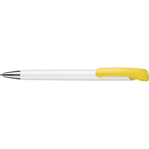Kugelschreiber BONITA , Ritter-Pen, zitronen-gelb/weiß, ABS-Kunststoff, 14,80cm (Länge), Bild 3