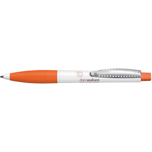 Kugelschreiber CLUB , Ritter-Pen, orange/weiss, ABS-Kunststoff, 14,20cm (Länge), Bild 3