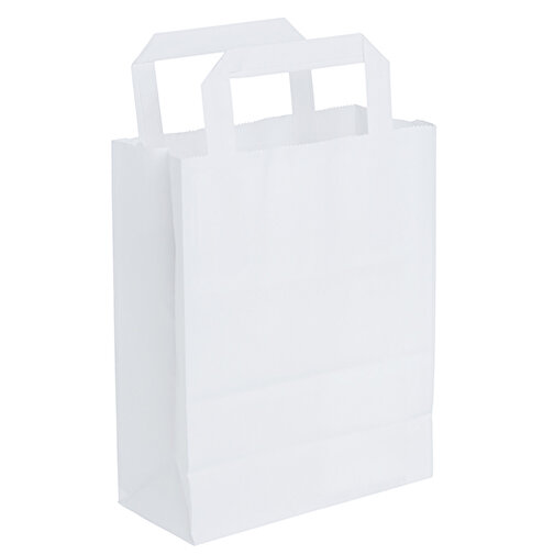 Krafttaschen Weißes Papier, Flache Griffe , weiß, Papier, 32,00cm x 42,00cm x 14,00cm (Länge x Höhe x Breite), Bild 1