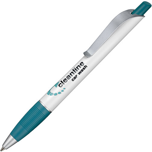Kugelschreiber Bond , Ritter-Pen, petrol/weiß, ABS-Kunststoff, 14,30cm (Länge), Bild 2
