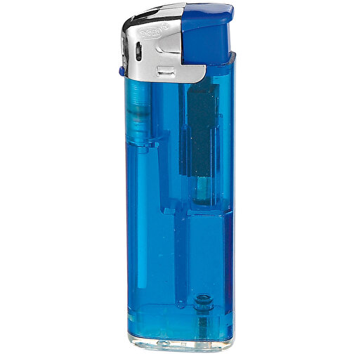 TOM® QM-506 13 Elektronik-Feuerzeug , Tom, transparent blau, AS/ABS, 1,10cm x 8,20cm x 2,50cm (Länge x Höhe x Breite), Bild 1