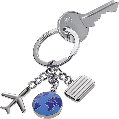 TROIKA Schlüsselanhänger WELTENBUMMLER , Troika, blau, silberfarben, Emaille, Metallguss, 8,50cm x 0,50cm x 3,50cm (Länge x Höhe x Breite), Bild 2