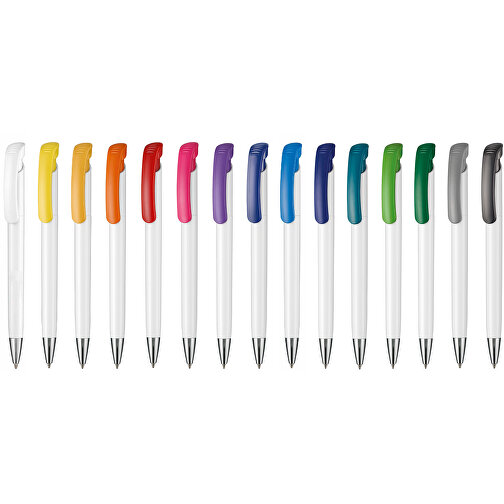 Kugelschreiber BONITA , Ritter-Pen, zitronen-gelb/weiß, ABS-Kunststoff, 14,80cm (Länge), Bild 4