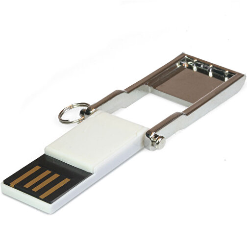 USB-Stick TINY 4GB , Promo Effects MB , silber / weiß MB , 4 GB , Zinklegierung MB , 3 - 10 MB/s MB , 3,00cm x 0,40cm x 1,60cm (Länge x Höhe x Breite), Bild 1