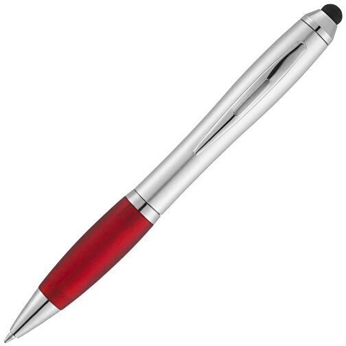 Nash Stylus Kugelschreiber Silbern Mit Farbigem Griff , silber / rot, ABS Kunststoff, 13,70cm (Länge), Bild 2