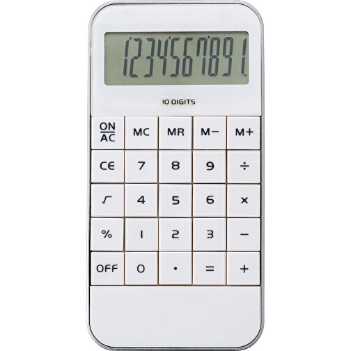 Taschenrechner Retro , weiß, ABS, PS, 11,50cm x 1,00cm x 5,80cm (Länge x Höhe x Breite), Bild 1