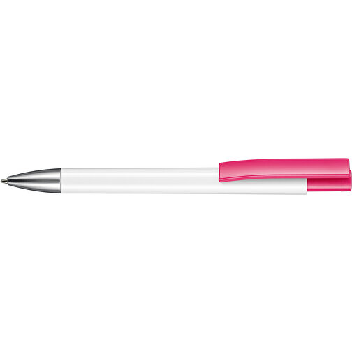 Kugelschreiber STRATOS , Ritter-Pen, pink/weiß, ABS-Kunststoff, 14,50cm (Länge), Bild 3