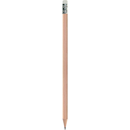 Bleistift, Natur, Rund, Mit Radierer , weiß, Holz, 18,50cm x 0,70cm x 0,70cm (Länge x Höhe x Breite), Bild 1