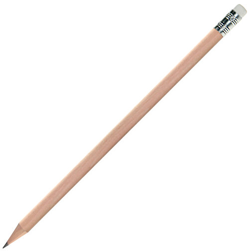 Blyertspenna, naturlig, rund, med suddgummi, Bild 2