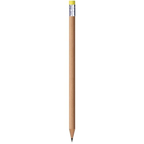 Bleistift, Natur, Rund, Mit Radierer , neongelb, Holz, 18,50cm x 0,70cm x 0,70cm (Länge x Höhe x Breite), Bild 1