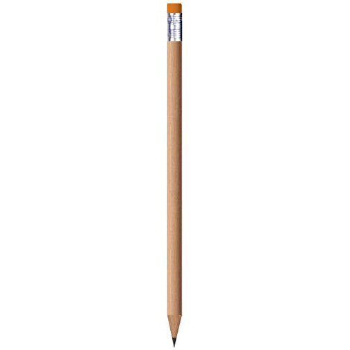 Bleistift, Natur, Rund, Mit Radierer , orange, Holz, 18,50cm x 0,70cm x 0,70cm (Länge x Höhe x Breite), Bild 1