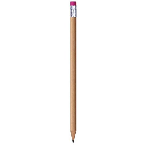 Bleistift, Natur, Rund, Mit Radierer , rosa, Holz, 18,50cm x 0,70cm x 0,70cm (Länge x Höhe x Breite), Bild 1