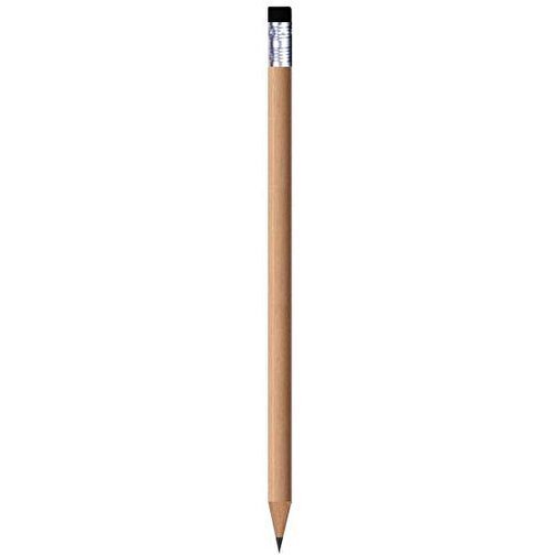 Bleistift, Natur, Rund, Mit Radierer, Kurz , schwarz, Holz, 9,50cm x 0,70cm x 0,70cm (Länge x Höhe x Breite), Bild 1