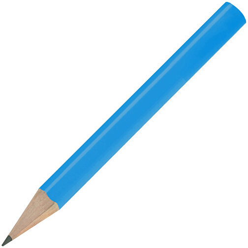 Bleistift, Lackiert, Rund, Kurz , mittelblau, Holz, 8,50cm x 0,70cm x 0,70cm (Länge x Höhe x Breite), Bild 2
