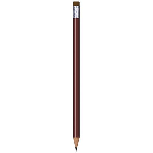 Bleistift Rund, Lackiert, Mit Radierer , braun, Radierer dunkelbraun, Holz, 18,50cm x 0,70cm x 0,70cm (Länge x Höhe x Breite), Bild 1