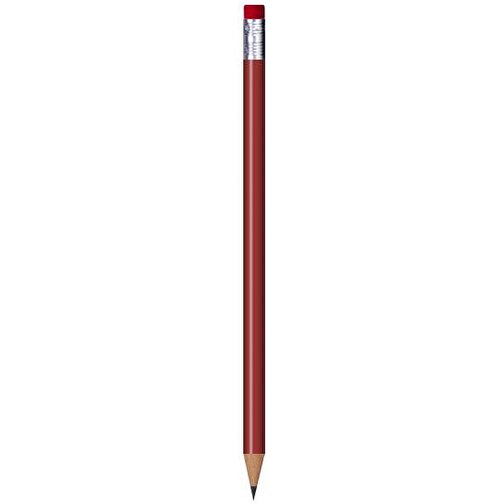 Bleistift Rund, Lackiert, Mit Radierer , rotbraun, Radierer rot, Holz, 18,50cm x 0,70cm x 0,70cm (Länge x Höhe x Breite), Bild 1