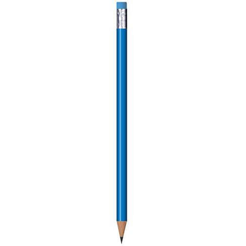Bleistift Rund, Lackiert, Mit Radierer , blau, Radierer hellblau, Holz, 18,50cm x 0,70cm x 0,70cm (Länge x Höhe x Breite), Bild 1