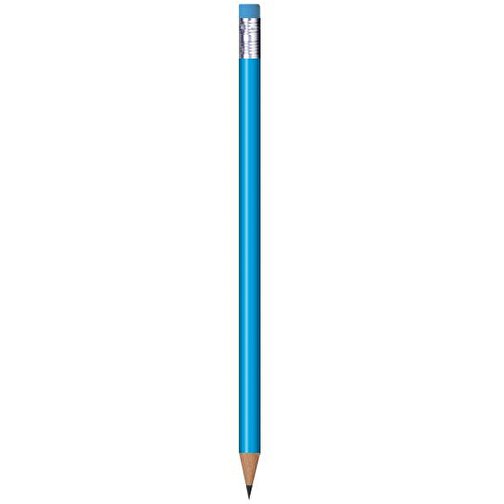 Bleistift Rund, Lackiert, Mit Radierer , mittelblau, Radierer hellblau, Holz, 18,50cm x 0,70cm x 0,70cm (Länge x Höhe x Breite), Bild 1