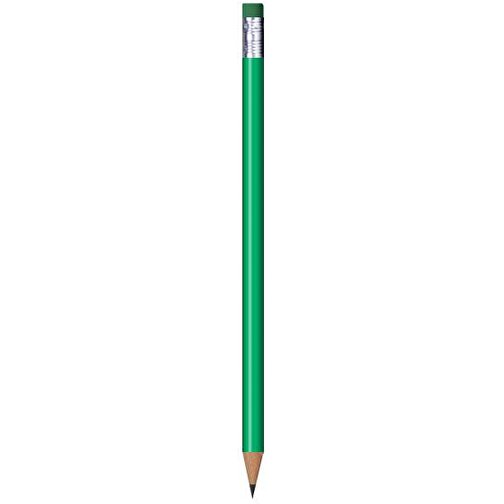 Bleistift Rund, Lackiert, Mit Radierer , hellgrün, Radierer grün, Holz, 18,50cm x 0,70cm x 0,70cm (Länge x Höhe x Breite), Bild 1
