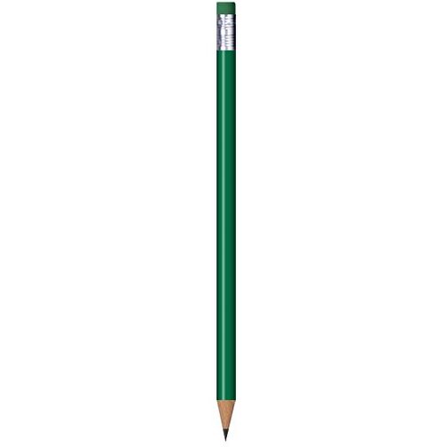 Bleistift Rund, Lackiert, Mit Radierer , dunkelgrün, Radierer grün, Holz, 18,50cm x 0,70cm x 0,70cm (Länge x Höhe x Breite), Bild 1