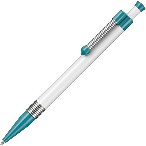 Kugelschreiber Spring SP , Ritter-Pen, petrol/weiß, ABS-Kunststoff, 14,10cm (Länge), Bild 2