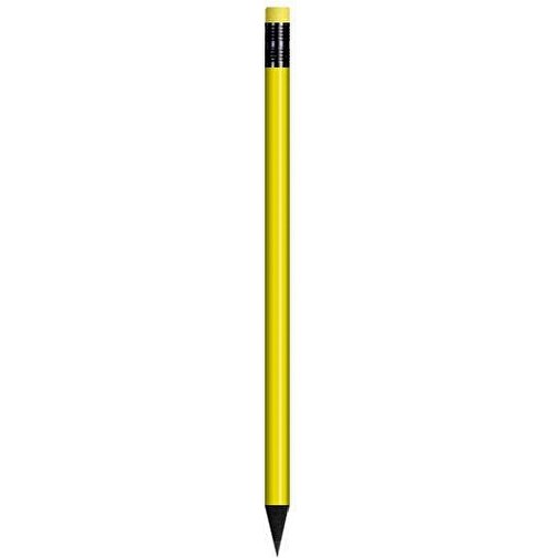 Schwarz Gefärbter Bleistift, Lackiert, Mit Radiergummi, Rund , gelb, Radierer gelb, Holz, 18,50cm x 0,70cm x 0,70cm (Länge x Höhe x Breite), Bild 1
