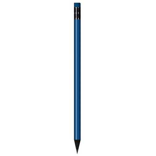 Schwarz Gefärbter Bleistift, Lackiert, Mit Radiergummi, Rund , dunkelblau, Radierer dunkelblau, Holz, 18,50cm x 0,70cm x 0,70cm (Länge x Höhe x Breite), Bild 1
