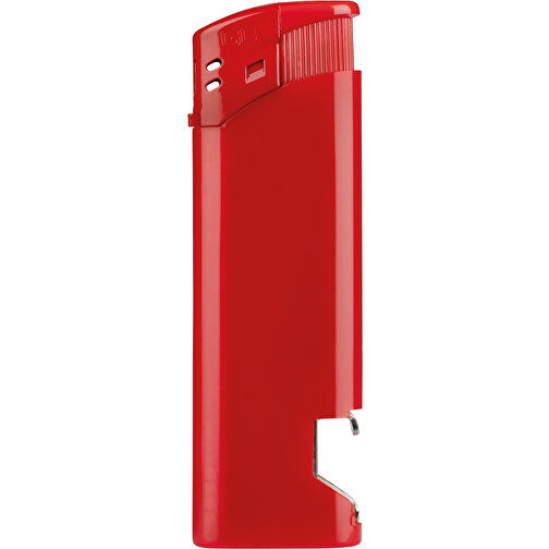 Go Flaschenöffner Piezo Feuerzeug , rot, Kunststoff, 8,00cm x 1,00cm x 2,50cm (Länge x Höhe x Breite), Bild 1