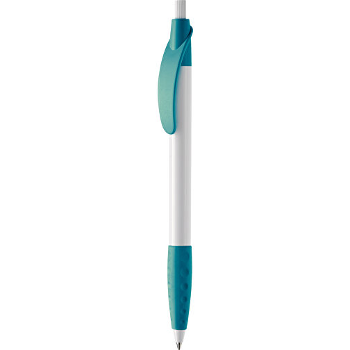 Kugelschreiber Cosmo Grip HC , weiß / türkis, ABS, 14,50cm (Länge), Bild 1