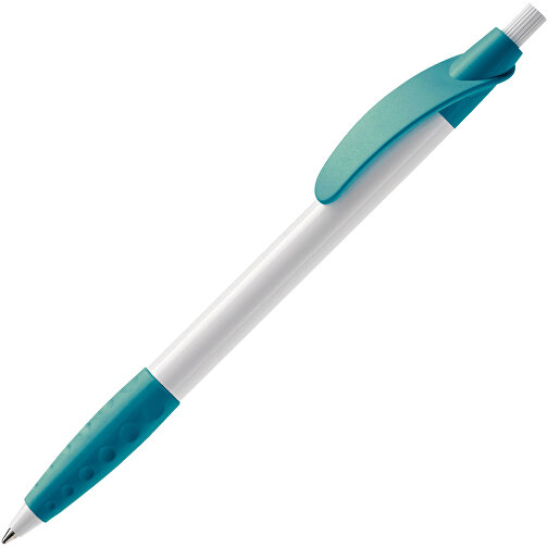 Kugelschreiber Cosmo Grip HC , weiß / türkis, ABS, 14,50cm (Länge), Bild 2