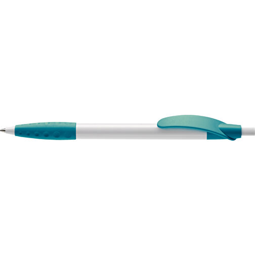 Kugelschreiber Cosmo Grip HC , weiss / türkis, ABS, 14,50cm (Länge), Bild 3