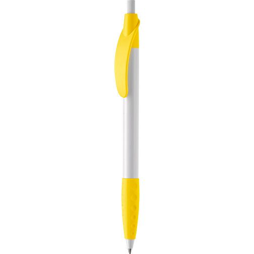 Kugelschreiber Cosmo Grip HC , weiß / gelb, ABS, 14,50cm (Länge), Bild 1