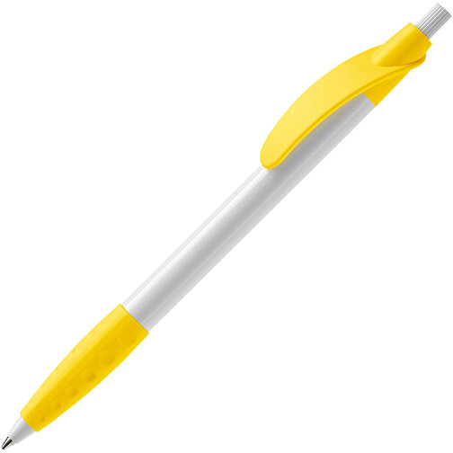 Kugelschreiber Cosmo Grip HC , weiß / gelb, ABS, 14,50cm (Länge), Bild 2