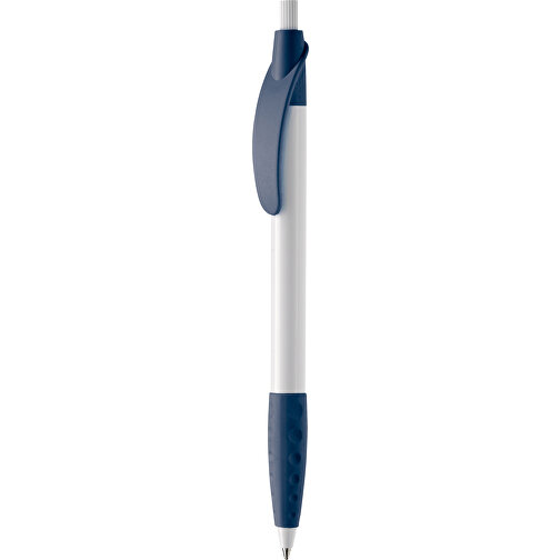 Kugelschreiber Cosmo Grip HC , weiß / dunkelblau, ABS, 14,50cm (Länge), Bild 1