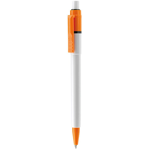 Kugelschreiber Baron Colour Hardcolour , weiß / orange, ABS, 13,30cm (Länge), Bild 1