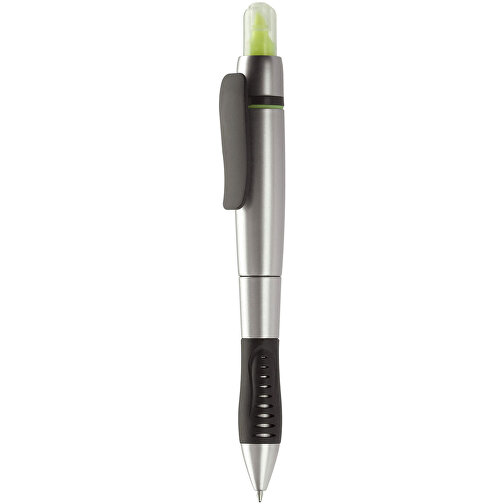 Kugelschreiber Mit Textmarker , silber / gelb, ABS & PP, 14,00cm (Länge), Bild 1