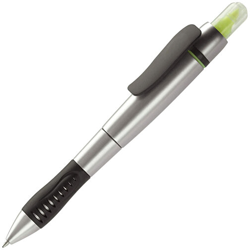 Kugelschreiber Mit Textmarker , silber / gelb, ABS & PP, 14,00cm (Länge), Bild 2