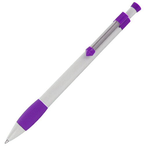 Kugelschreiber Spring Grippy , Ritter-Pen, violett/weiss, ABS-Kunststoff, 14,10cm (Länge), Bild 2