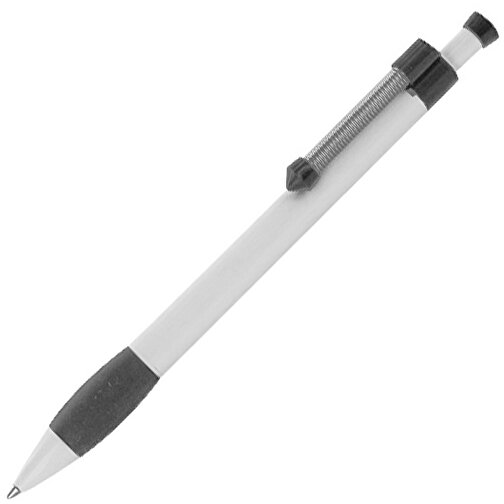 Kugelschreiber Spring Grippy , Ritter-Pen, steingrau/weiß, ABS-Kunststoff, 14,10cm (Länge), Bild 2