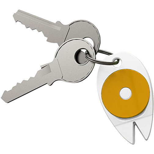 Schlüsselanhänger 'Zecke' , weiß, Kunststoff, 4,50cm x 0,60cm x 2,70cm (Länge x Höhe x Breite), Bild 1