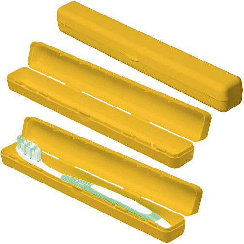 Schutzbox 'Zahnbürste' , standard-gelb, Kunststoff, 20,50cm x 2,40cm x 2,60cm (Länge x Höhe x Breite), Bild 1