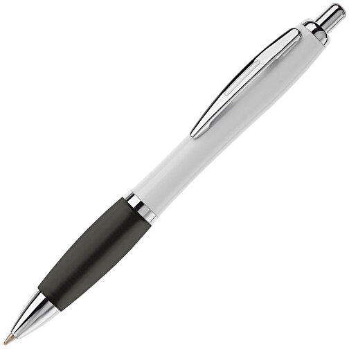 Kugelschreiber Hawaï Weiss , weiss / schwarz, ABS & Metall, 14,00cm (Länge), Bild 2