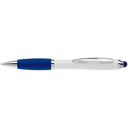 Kugelschreiber Hawaï Stylus Weiss , weiss / dunkelblau, ABS, 13,50cm (Länge), Bild 3