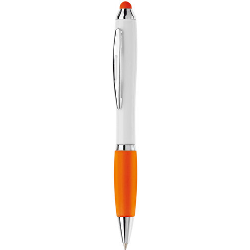 Kugelschreiber Hawaï Stylus Weiss , weiss / orange, ABS, 13,50cm (Länge), Bild 1