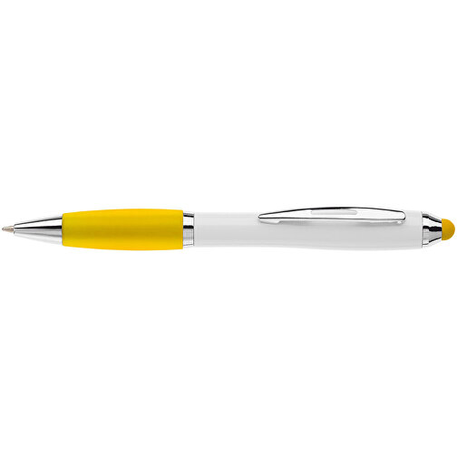 Kugelschreiber Hawaï Stylus Weiß , weiß / gelb, ABS, 13,50cm (Länge), Bild 3