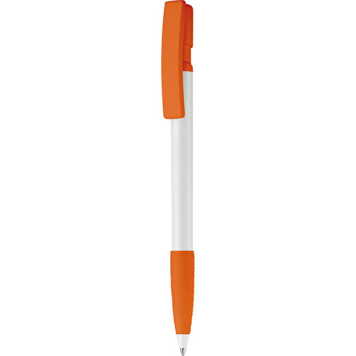 Kugelschreiber Nash Hardcolour Mit Gummigriff , weiß / orange, ABS, 14,50cm (Länge), Bild 1